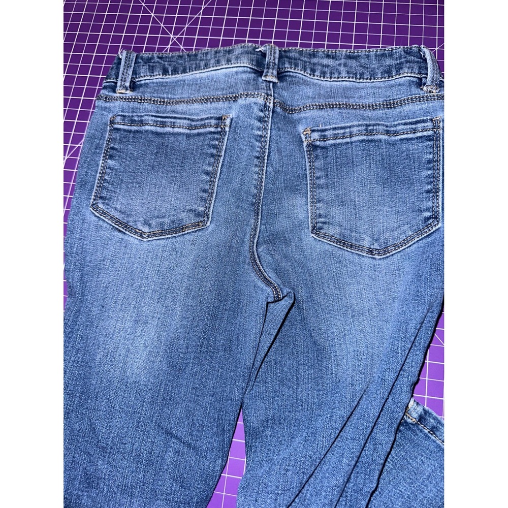 Squeeze Girls Distressed Flare Jeans Size 10 Medium Wash Blue Denim Distressed